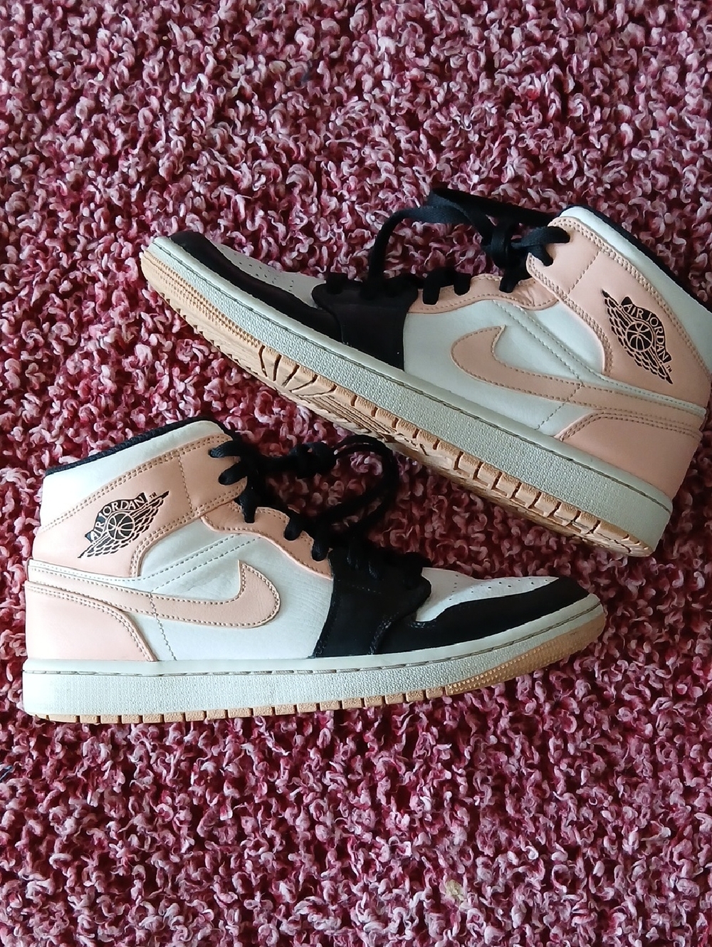 Nike Air Jordan 1 Mid Pink White Black, MENS 9/WOMENS 10.5